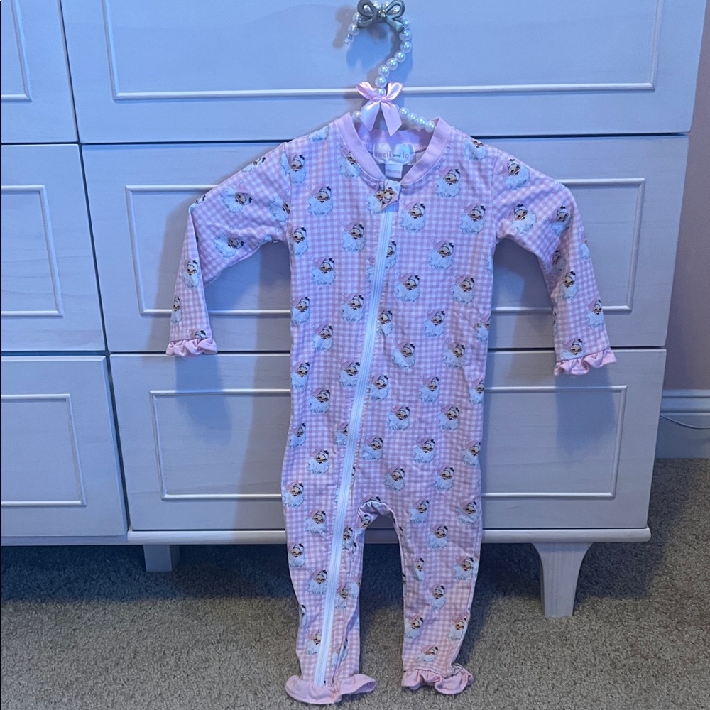Pink vintage Santa toddler pajamas